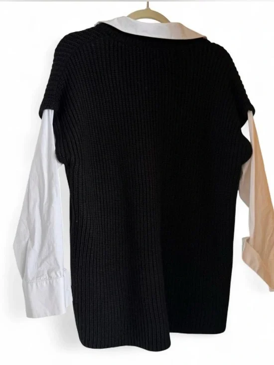 Anthropologie Black V-Neck Sweater Vest - Picture 6 of 7